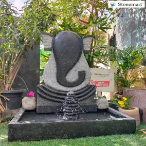 40 Inch, 190 Kg Hand Carved Granite Modern Abstract Ganesha Water Fountain