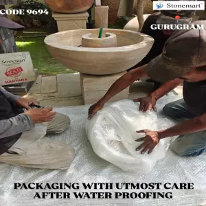 Stone Fountain Getting Packed For Shipment To Gurugram, Haryana