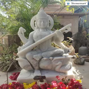 2.5 Feet Marble Saraswati Statue