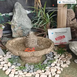 Sold To Ahmedabad, Gujarat - Handcrafted Granite Stone Urli Water Fountain For Home And Balcony Decor