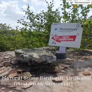 Natural Stone Bird Bath Or Urli Bowl For Entrances, Living Rooms, And Balconies