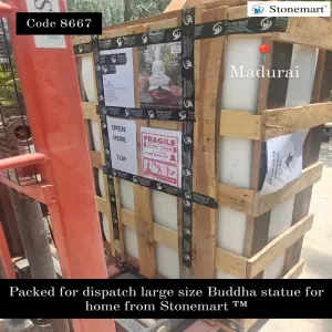 Big Marble Buddha Statue Carefully Packed And Ready For Dispatch To Madurai, Tamil Nadu