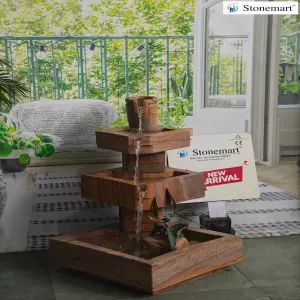 Hand Carved Sandstone Cascading Water Fountain For Minimalist Decor
