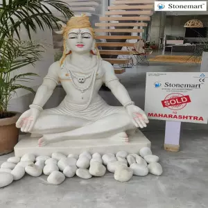 Sold To Chinchavali, Thane, Maharashtra 3 Feet, 280 Kg White Marble Lord Shiva Idol