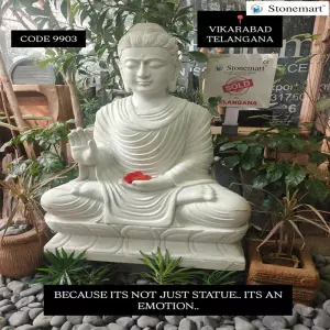 Sold To Vikarabad, Telangana - 3 Feet Abhaya Mudra Marble Buddha Statue For Garden