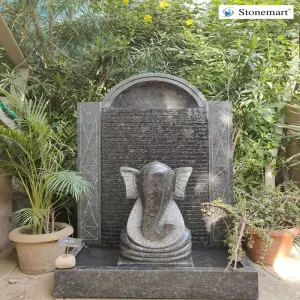 4 Feet Granite Fountain With 21 Inch Modern Abstract Ganesha