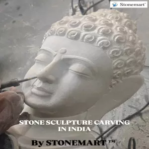 Hand Carving 4 Feet Big Natural Stone Garden Buddha Sculpture