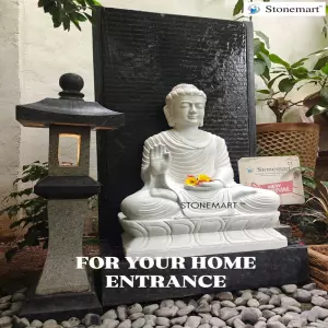Available - 5 Feet Natural Stone Buddha Waterfall Fountain For Entrances And Foyer Areas