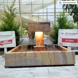 26 Inch, 130 Kg Contemporary Natural Stone Water Fountain With Light