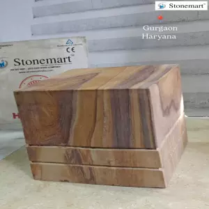 Sold To Gurugram, Haryana - Beautiful Rainbow Sandstone Pedestal Stand, Sitting, Or Side Table