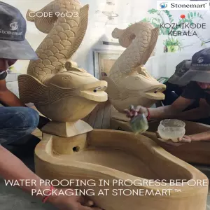 Waterproofing Sandstone Fish Fountain Before Shipping To Kozhikode, Kerala