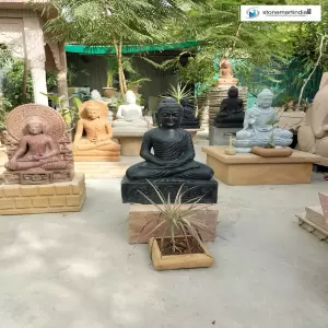 2 Feet Stone And Marble Buddha Statues