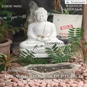 Sold To Kannur, Kerala - Unique 2 Feet Stone Buddha Sculpture In Dhyana Mudra Posture