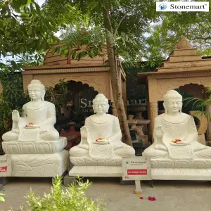 Sold 4 Feet, 500 Kg And 5 Feet, 800 Kg White Marble Buddha Statue For Hotel, Farmhouse, Resort