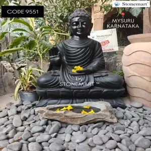 Sold To Mysuru, Karnataka - 3 Feet Hand Carved Garden Buddha Stone Sculpture