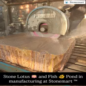 Natural Stone Rock Lotus Tank Or Fish Pond In Production