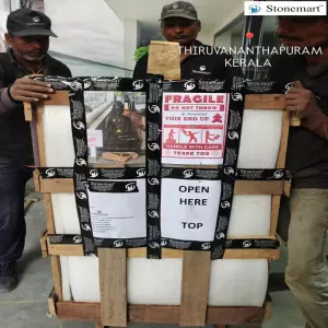 Packing 3 Feet Black Marble Buddha Sculpture For Shipping To Thiruvananthapuram, Kerala
