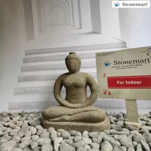 Contemporary Balinese Stone Sculpture In Yoga Posture For Indoor
