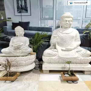 Sold Big White Marble Indoor Buddha Statues