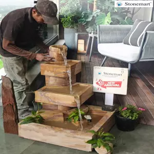 36 Inch Modern Sandstone Cascading Water Feature