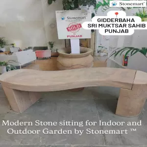 Sold To Sri Muktsar Sahib, Punjab - 4 Feet Modern Rainbow Stone Bench Or Seating For Indoor And Outdoor Decor