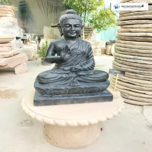 Sold Vitarka Mudra Buddha With Stone Console Table