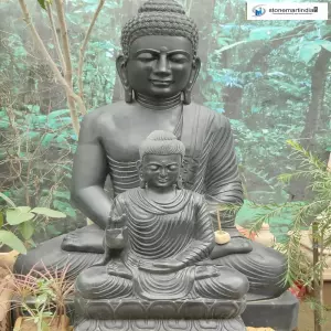 3 Feet And 6 Feet Black Marble Buddha Statue