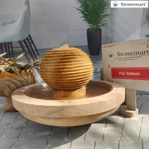 20 Inch Diameter, 70 Kg Sandstone Sphere Water Fountain