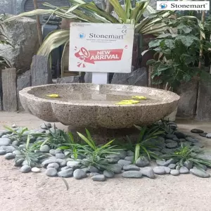 Handcrafted Pet Friendly Granite Urli Or Bird Bath For Indoor And Outdoor