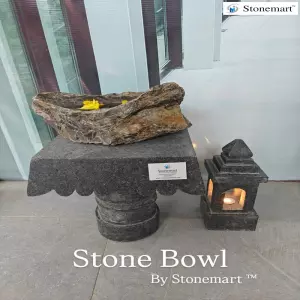 13 Inch Natural Stone Rock Urli Bowl For Console Table And Entrance Decor