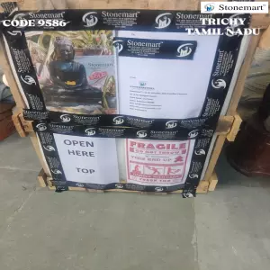 Packing 2 Feet Black Marble Buddha Statue For Shipping To Trichy, Tamil Nadu