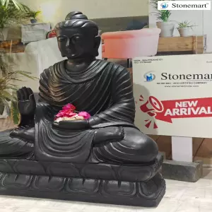 Available - 24 Inch Black Stone Gautam Buddha Statue For Luxury Living Room Decor