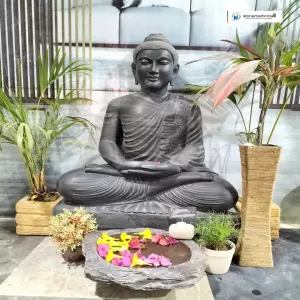3 Feet Dhyana Mudra Marble Buddha Sculpture For Home