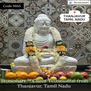 Client Testimonial Of White Marble Buddha Statue 2 Feet From Thanjavur, Tamil Nadu