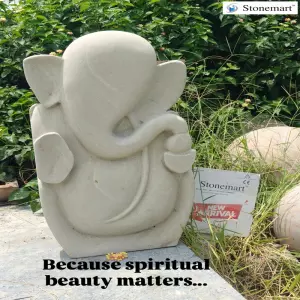 3 Feet Modern Abstract Ganesha Stone Sculpture For Spiritual Decor
