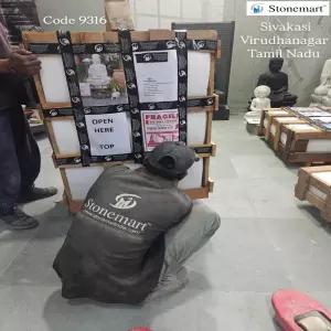 Packing 3 Feet Marble Buddha Idol For Shipping To Virudhunagar, Tamil Nadu