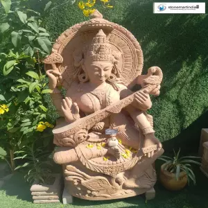 Sold To Muzaffarpur, Bihar 5.5 Feet Stone Saraswati Statue
