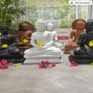 2 Feet Stone And Marble Buddha Sculptures For Indoor And Outdoor