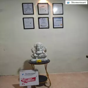 1.5 Feet White Marble Ganesha Idol For Home And Garden