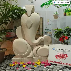 Sold To Mumbai, Maharashtra Handcrafted 40 Inch Big Modern Abstract Stone Ganesha Statue For Home And Garden