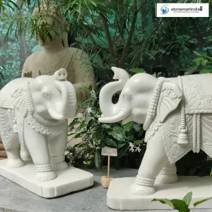 Sold 2 Feet Carved Marble Elephant Sculpture