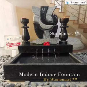 40 Inch, 300 Kg Modern Abstract Granite Stone Ganesha Fountain With Candle Stand