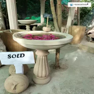 Sold Beige Sandstone Birdbath For Garden