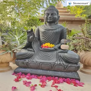 Sold 3 Feet Hand Carved Abhaya Mudra Buddha Sculpture