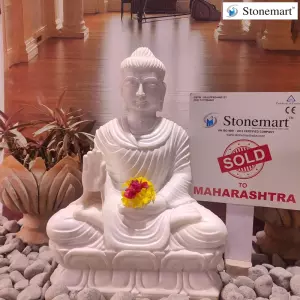 Sold To Navi Mumbai, Maharashtra 2 Feet Abhaya Mudra Marble Lord Buddha Statue For Interior Decor