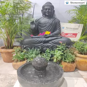 3 Feet Buddha Idol With Granite Water Feature