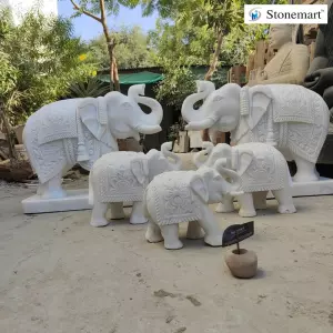 Sold To Ahmednagar, Maharashtra 12, 16, 30 Inch Marble Elephants
