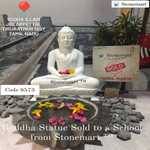 Sold To A School In Tirupathur, Tamil Nadu - 2Ft Beautifully Carved White Buddha Statue For Home And Garden
