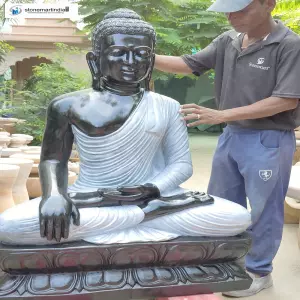 Sold 4 Feet Dual Polished Marble Buddha Statue
