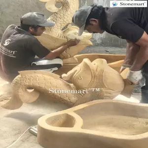 Carving Natural Stone Fish Water Fountains For Indoor And Outdoor Decor